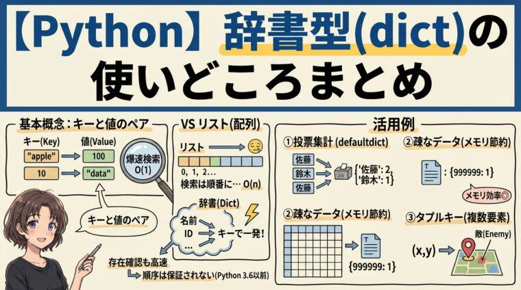 辞書型（dict）の使い所のまとめ【Python】