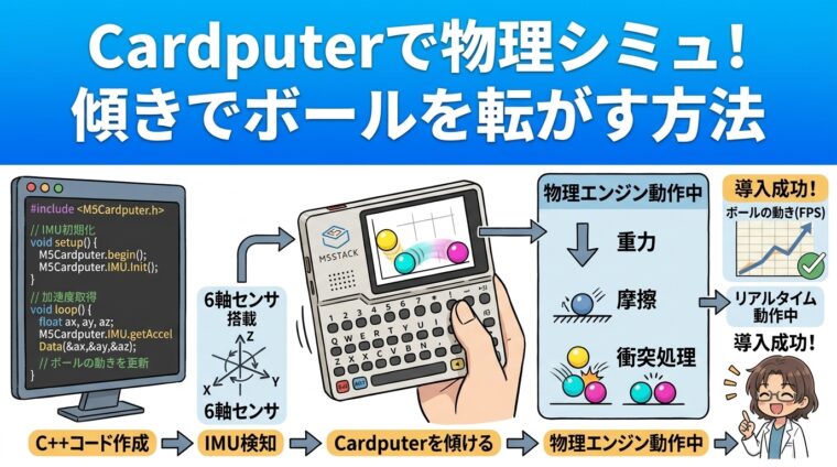 【M5Stack Cardputer】加速度センサでボール物理シミュレーションを作る